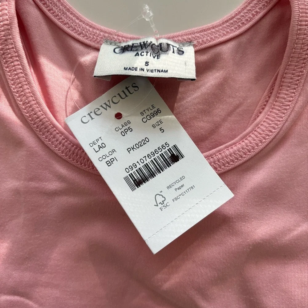 NWT J. Crew Crewcuts Girls' Seamed Tank Top Performance Jersey Pink